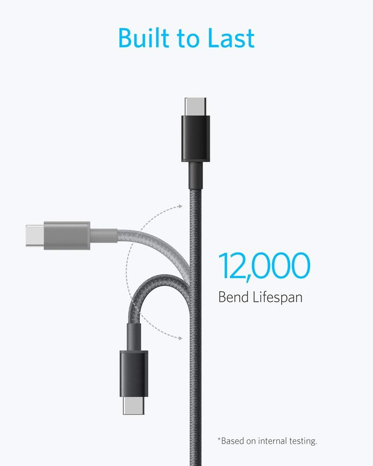 Anker New Nylon USB-C to USB-C 2.0 Cable 6FT - Black Anker New Nylon USB-C to USB-C 2.0 Cable 6FT - Black